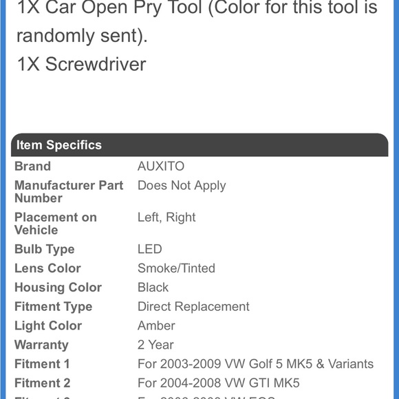 VW side marker blinkers or turn signals - Picture 5 of 5